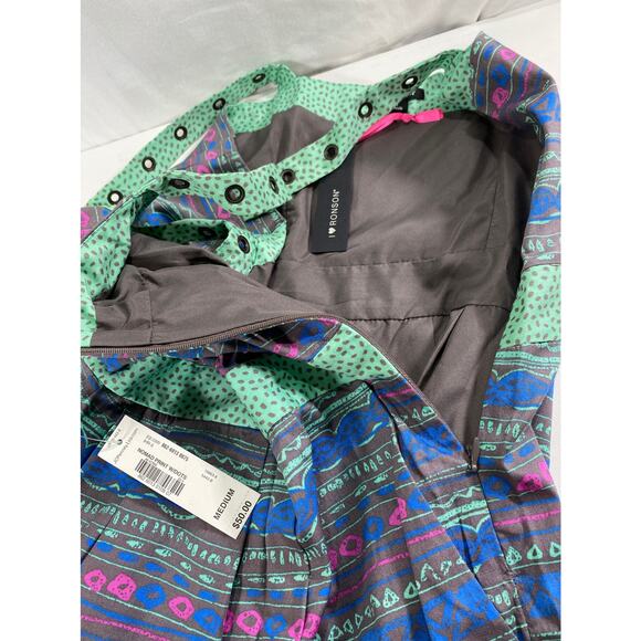 Boho I Heart Ronson Womens M Halter Geometric Babydoll Y2K Sundress NWT - Picture 7 of 7